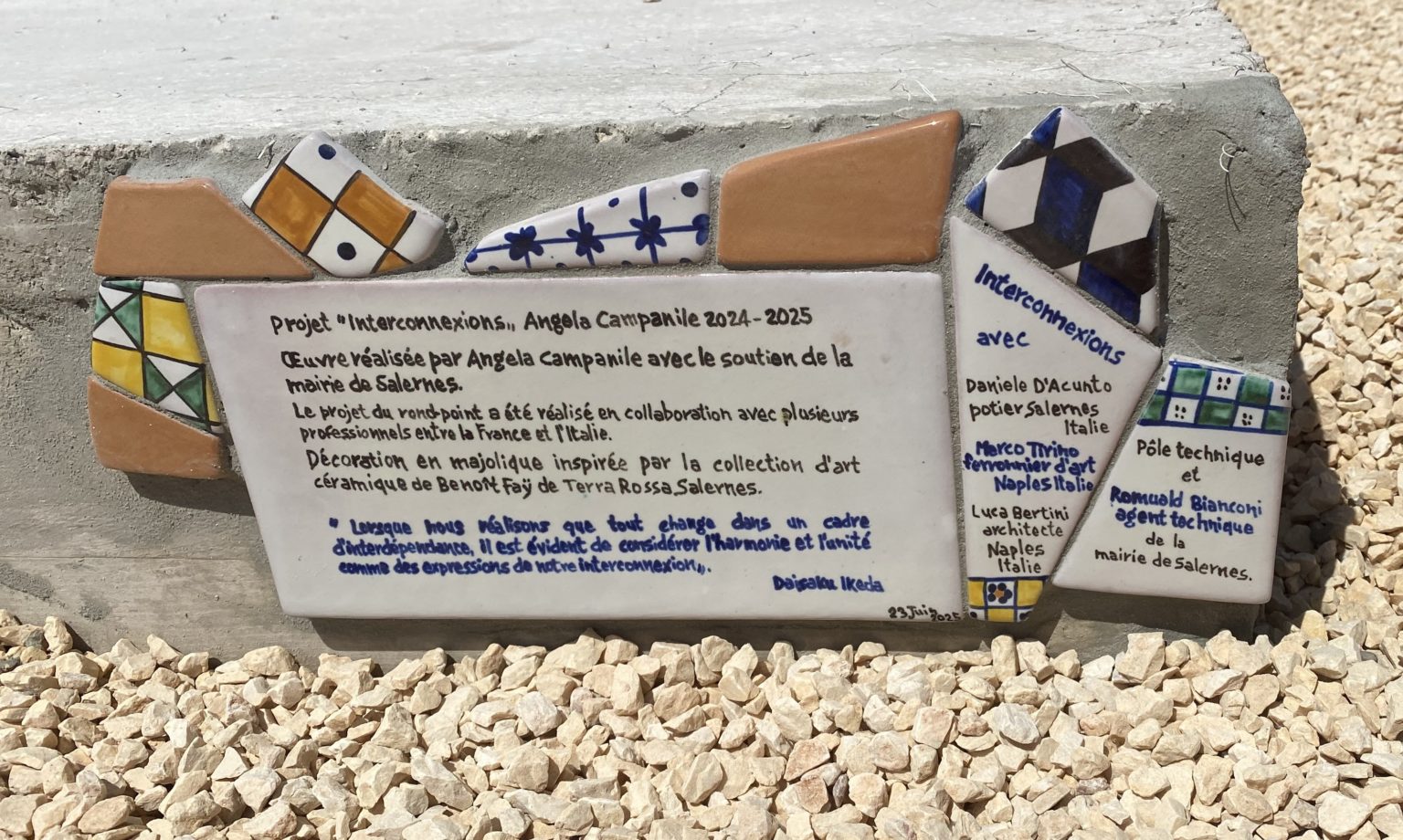 Interconnexions Angela Campanile plaque